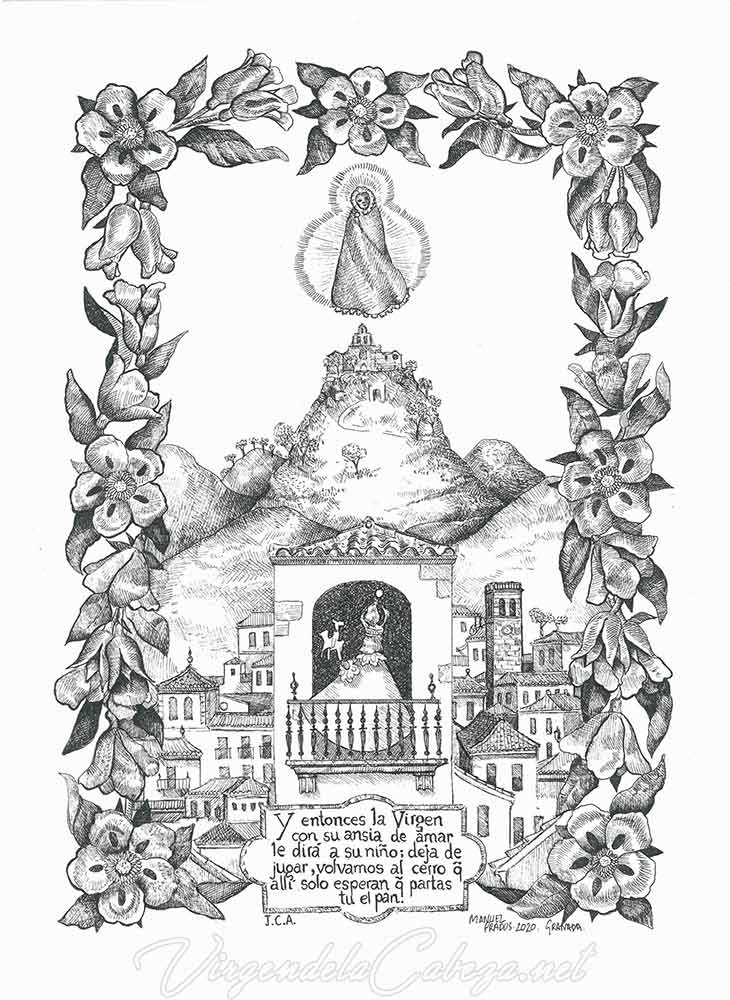 Dibujo Virgen de la Cabeza de Manuel Prados