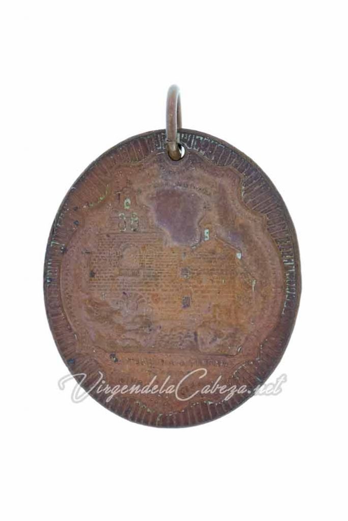 Medalla antigua cobre santuario Virgen