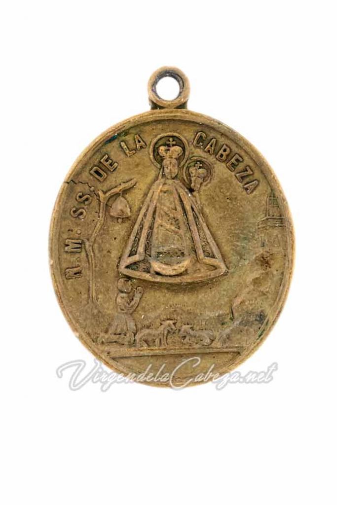 Medalla antigua oval Virgen Cabeza