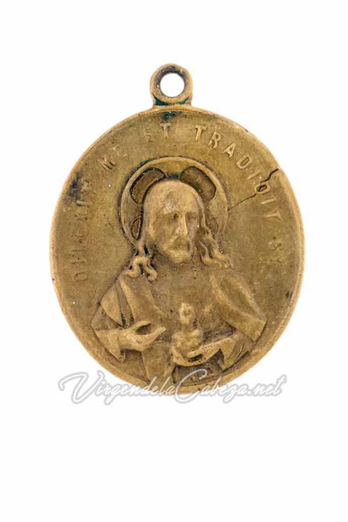 Reverso medalla antigua oval Jesús