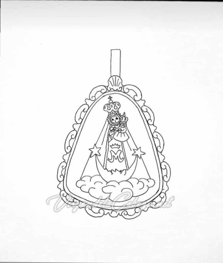 Dibujo medalla Virgen para colorear