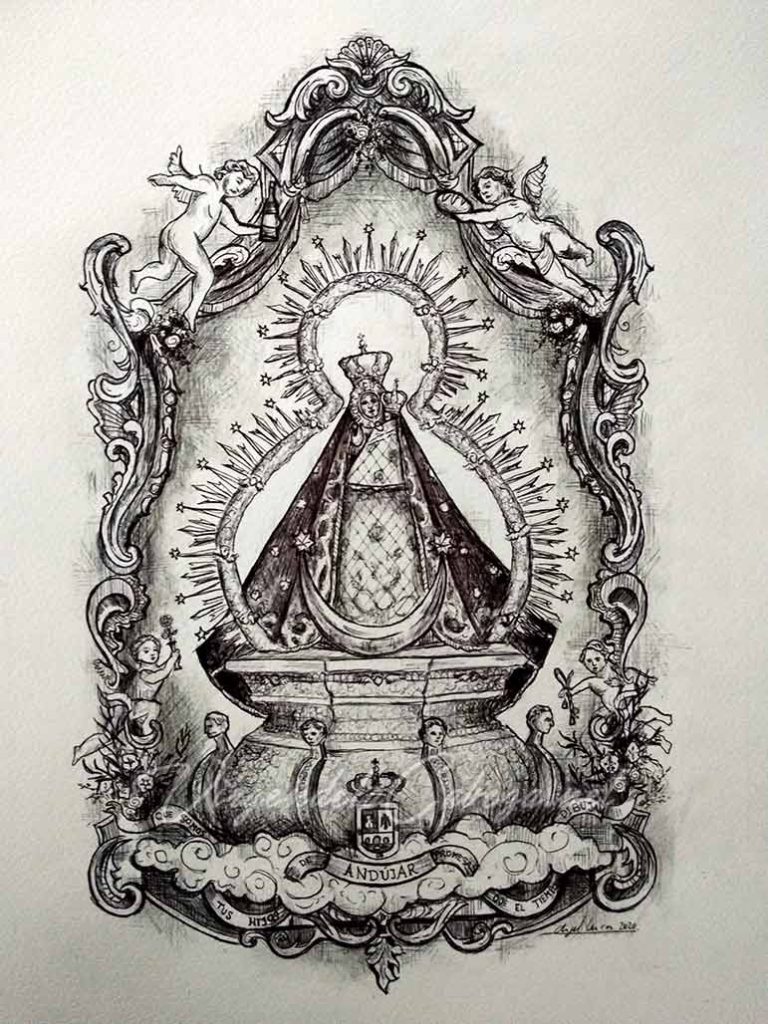 Dibujo Virgen lapíz