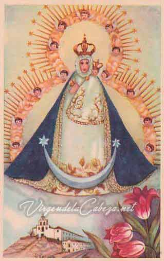 Postal Virgen de la Cabeza con santuario
